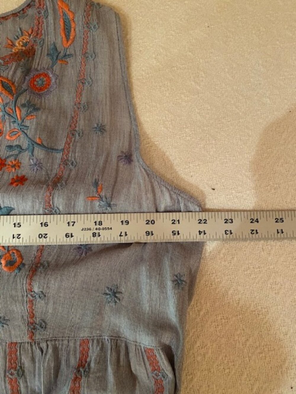 Johnny Was Workshop SZ L Sleeveless Womens Embroidered Boho Tank Dress with slip - Picture 11 of 12